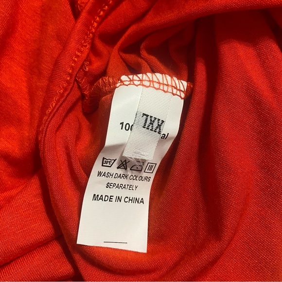 Solid Orange Modal Faux Wrap Long Sleeve Bodysuit Top - Picture 4 of 5